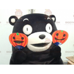 Schwarz-weißer Bär BIGGYMONKEY™ Maskottchen-Kostüm -