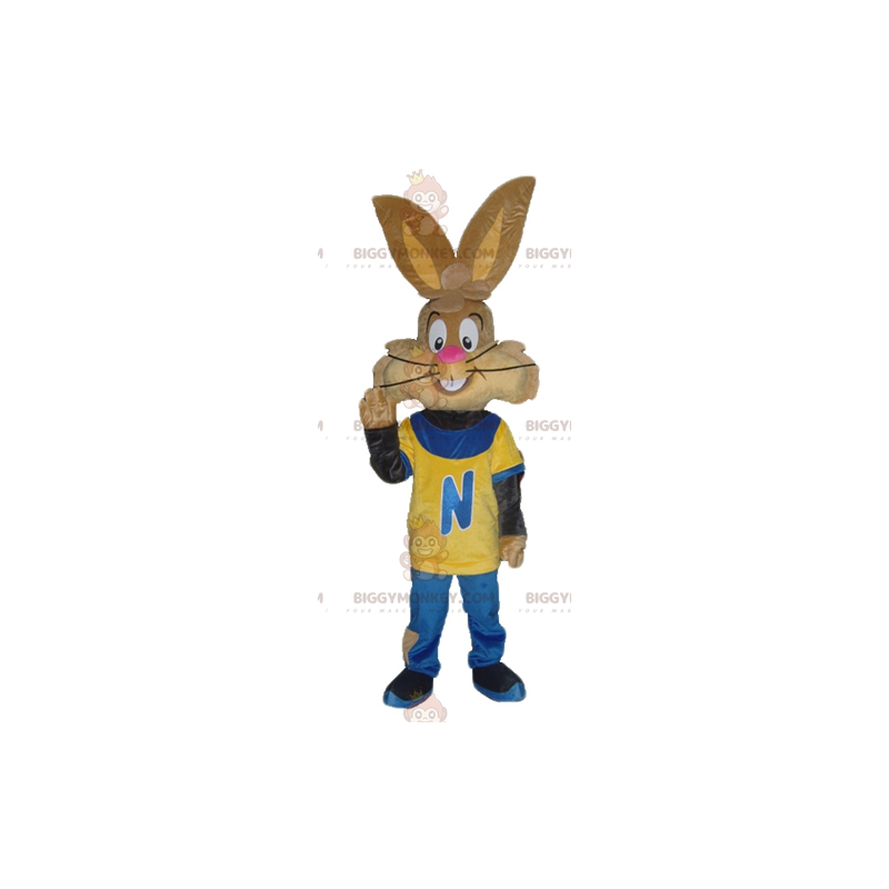 Στολή μασκότ Nesquik Famous Brown Bunny Quicky BIGGYMONKEY™ - Μασκότ διάσημων χαρακτήρων - BIGGYMONKEY_03233 - BiggyMonkey.com