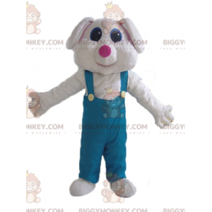BIGGYMONKEY™ White Rabbit vihreässä haalareissa maskottiasu -