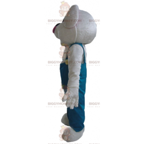Kostium maskotki BIGGYMONKEY™ Biały Królik w zielonym kombinezonie - Maskotka Królik - BIGGYMONKEY_03234 - BiggyMonkey.com