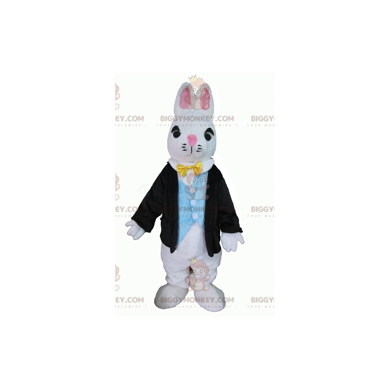 Fantasia de mascote de coelho branco BIGGYMONKEY™ vestida com