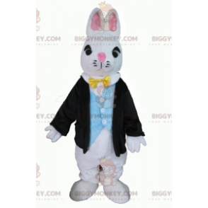 Στολή μασκότ White Rabbit BIGGYMONKEY™ ντυμένη με μια πολύ