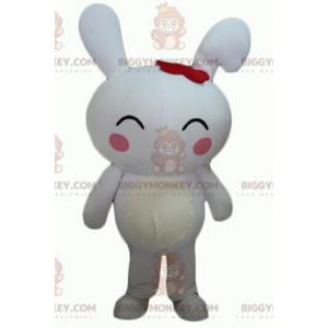 BIGGYMONKEY™ Big Giant White Rabbit Mascot Costume with Pink