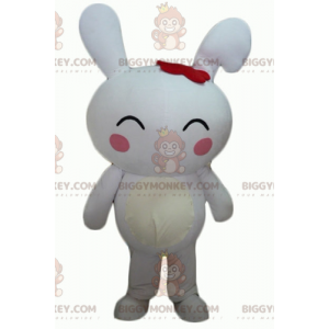 Στολή μασκότ BIGGYMONKEY™ Big Giant White Rabbit με ροζ μάγουλα - Μασκότ κουνελιού - BIGGYMONKEY_03238 - BiggyMonkey.com