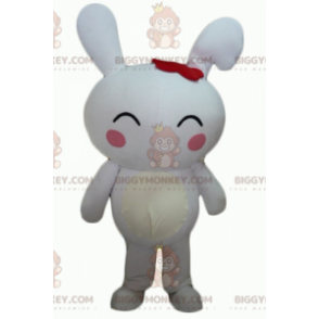 Στολή μασκότ BIGGYMONKEY™ Big Giant White Rabbit με ροζ μάγουλα