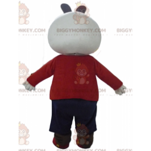 BIGGYMONKEY™ Mascot Costume White and Black Bunny in Red and