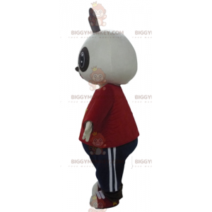 BIGGYMONKEY™ Mascot Costume White and Black Bunny in Red and