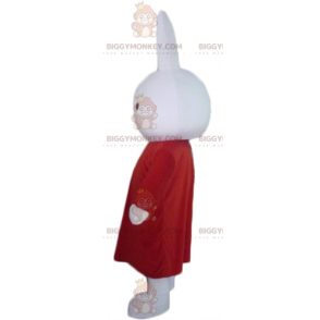 BIGGYMONKEY™ Mascottekostuum wit pluche konijn met lange rode jurk - Konijn mascotte - BIGGYMONKEY_03240 - BiggyMonkey.com