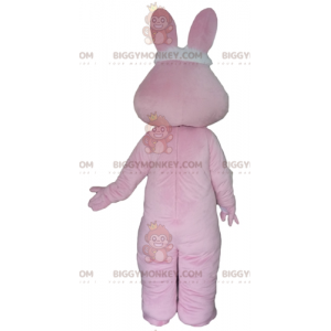 Fantasia de mascote gigante de coelho rosa e branco
