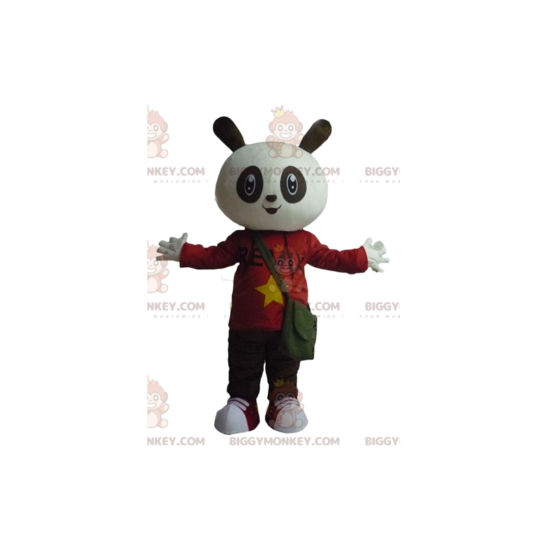 Costume de mascotte BIGGYMONKEY™ de lapin blanc et noir en Costume de mascotte BIGGYMONKEY™ de lapin blanc et noir en