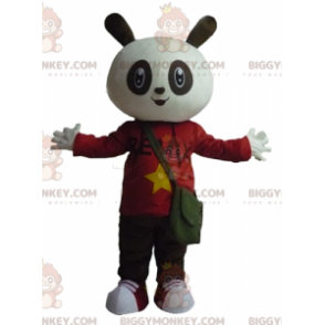 BIGGYMONKEY™ Maskottchen-Kostüm Weißer und schwarzer Hase im