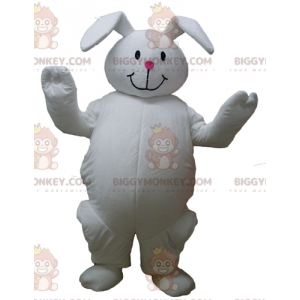 Fantasia de mascote de coelho branco grande e gordo