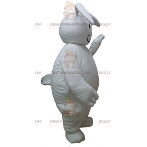 Roztomilý kostým velkého baculatého bílého králíka BIGGYMONKEY™ maskota - Králík maskot - BIGGYMONKEY_03244 - BiggyMonkey.com