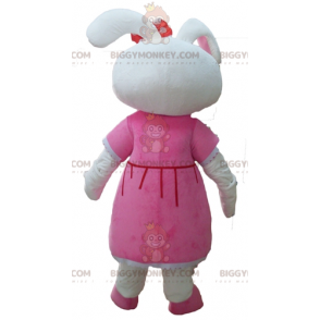 Traje de mascote BIGGYMONKEY™ de lindo coelho branco vestido