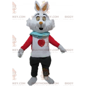 Costume de mascotte BIGGYMONKEY™ de lapin blanc d'Alice au pays