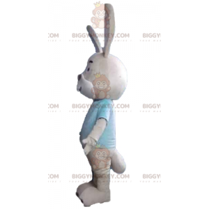 BIGGYMONKEY™ mascot costume beige and white rabbit with blue