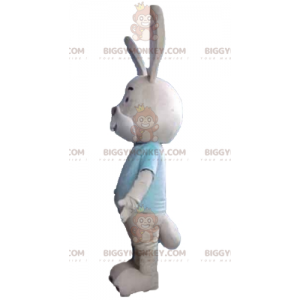 Traje de mascote BIGGYMONKEY™ coelho bege e branco com camiseta