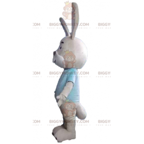 BIGGYMONKEY™ mascot costume beige and white rabbit with blue