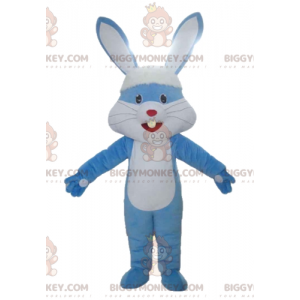 BIGGYMONKEY™ Mascot Costume Blue and White Giant Rabbit with