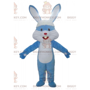 Fantasia de mascote BIGGYMONKEY™ Coelho gigante azul e branco