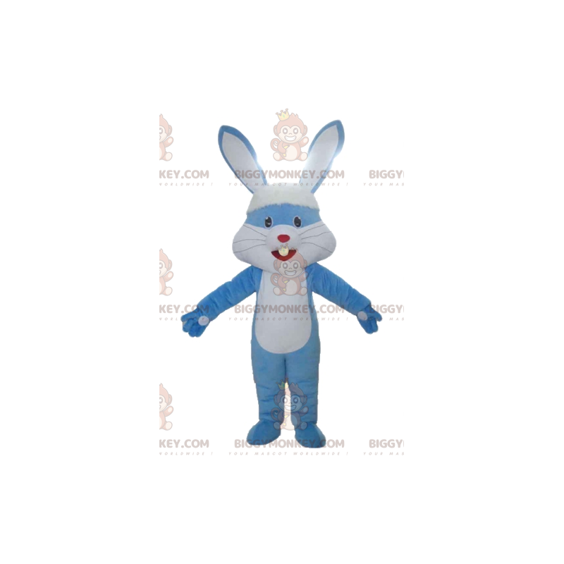 BIGGYMONKEY™ Mascot Costume Blue and White Giant Rabbit with