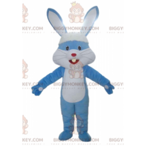 BIGGYMONKEY™ Mascot Costume Blue and White Giant Rabbit with