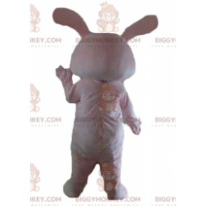 Kostium maskotka BIGGYMONKEY™ Ogromny różowo-biały królik z