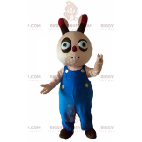 Simpatico costume mascotte coniglio tondo grassoccio beige e