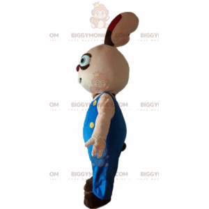 Simpatico costume mascotte coniglio tondo grassoccio beige e