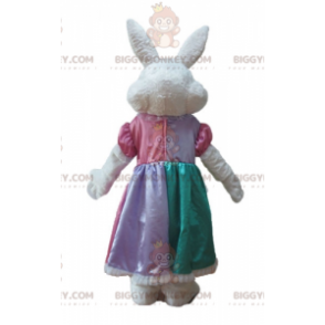 Costume de mascotte BIGGYMONKEY™ de lapin blanc et rose avec