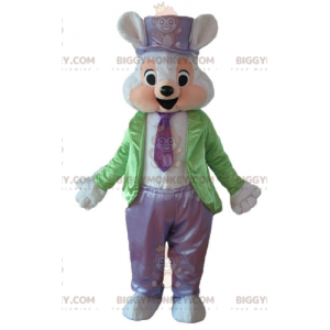 Costume de mascotte BIGGYMONKEY™ de lapin blanc et rose costumé