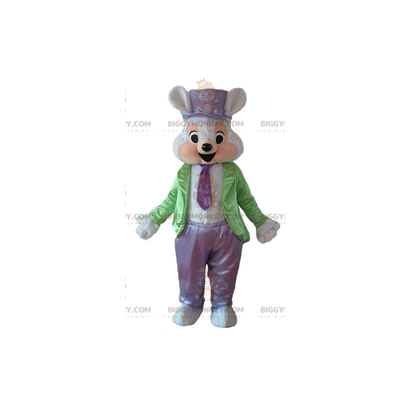 Fantasia de mascote BIGGYMONKEY™ muito elegante vestido branco Fantasia de mascote BIGGYMONKEY™ muito elegante vestido branco