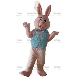 Pink Bunny BIGGYMONKEY™ maskotkostume med skjorte og sløjfe -