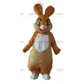 Weiches und stilvolles braun-weißes Kaninchen BIGGYMONKEY™ Maskottchen-Kostüm - Kaninchen Maskottchen - BiggyMonkey.com