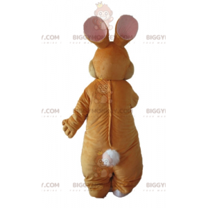 Traje de mascote macio e elegante de coelho marrom e branco