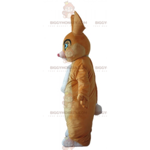 Traje de mascote macio e elegante de coelho marrom e branco