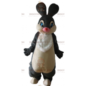 Traje de mascote macio e elegante de coelho preto e branco