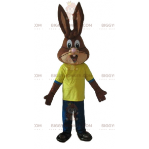 Disfraz de mascota Nesquik Famous Brown Bunny Quicky BIGGYMONKEY™ - Mascotas personajes famosos - BiggyMonkey.com