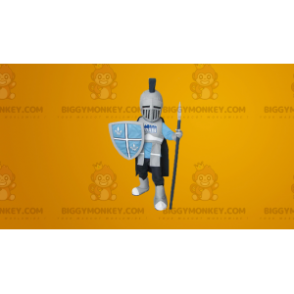 Kostým maskota rytíře chráněná přilbou a brněním BIGGYMONKEY™ –
