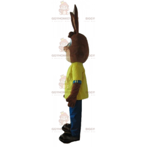 Στολή μασκότ Nesquik Famous Brown Bunny Quicky BIGGYMONKEY™ - Μασκότ διάσημων χαρακτήρων - BIGGYMONKEY_03263 - BiggyMonkey.com