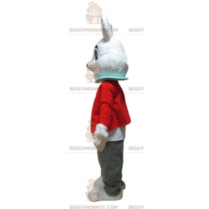 White Rabbit BIGGYMONKEY™ Mascot Costume with Red Jacket and