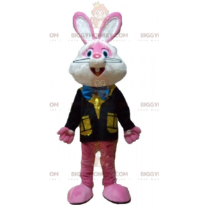 Pink and White Bunny BIGGYMONKEY™ Mascot Costume with Colorful
