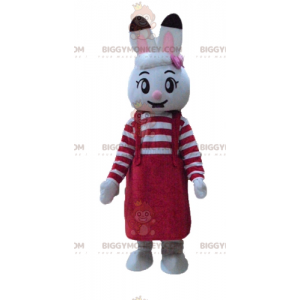 BIGGYMONKEY™ Mascot Costume White Rabbit With Red Dress -
