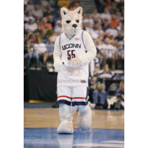 Traje de mascote de lobo branco e preto BIGGYMONKEY™ –
