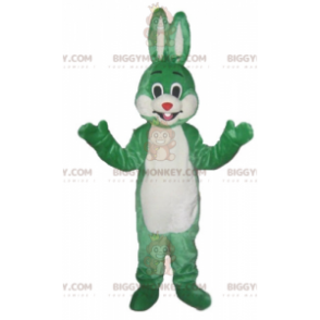 BIGGYMONKEY™ Maskottchenkostüm grünes und weißes Kaninchen