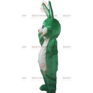 BIGGYMONKEY™ Maskottchenkostüm grünes und weißes Kaninchen