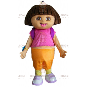 Utforskaren Dora Famous Cartoon Girl BIGGYMONKEY™ maskotdräkt -