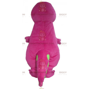 Funny Plump Giant Pink And Green Dinosaur BIGGYMONKEY™ Mascot