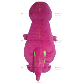 Funny Plump Giant Pink And Green Dinosaur BIGGYMONKEY™ Mascot