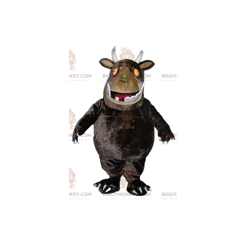 BIGGYMONKEY™ Big Brown Monster With Big Teeth Mascot Costume -